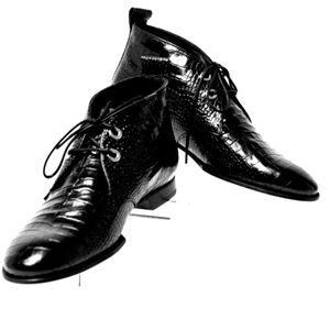 RAG & BONE BOOTIES BLACK CROCO ANKLE BOOTS NIB